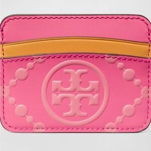 Tory Burch Pink and Yellow Card Holder